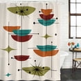 thumbnail image 2 of Wine Red Boho Shower Curtain, Waterproof Shower Curtains for Bathroom, Orange Geometric Bohemian Color Block Washable Fabric Bathtub Curtain Set Bath Decor with 12 Hooks Standard 72"x72", 2 of 8