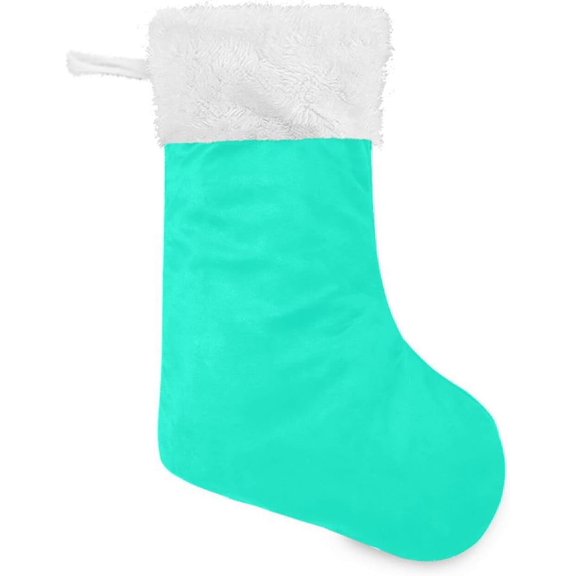 Coolnut 17.7 Inch Christmas Stockings, Plain Aqua Solid Color Presonalized Large Stocking Sock for Family Holiday Xmas Party Decorations 1PC