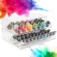 thumbnail image 3 of CraftyBook Acrylic Paint Storage Organizer - 50 Bottle Miniature, Hobby, Enamel, Model Paint Holder - 2 Drawer Clear Acrylic Craft Storage - Desktop Art Organization Container for Craft Room Studio, 3 of 4