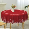 thumbnail image 5 of Christmas Round Tablecloth 70 Inch Red and White Snowflakes Decorative Table Cloth Washable and Wrinkle Resistant Fabric Table Cover for Kitchen Dining Winter Holiday Xmas New Year Party Decor, 5 of 7