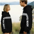 thumbnail image 2 of Lcziwo I Love You This Much Hoodie Pullover Valentines Hoodies for Women Men His and Hers Loose Matching Sweatshirt Black,XL, 2 of 8