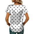thumbnail image 6 of OIOLOYJM Women Short Sleeve Shirt Polka Dot Satin Casual Shirts Spring Crew Neck Loose Pullover Trendy Work T Shirts White M, 6 of 6