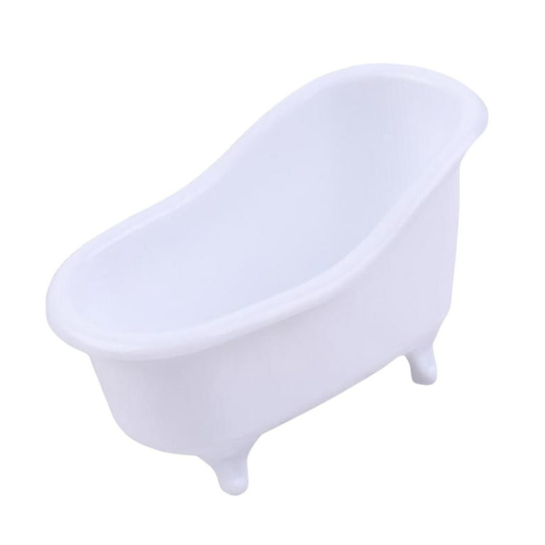 Mini Bathtub Soap Dish Holder Small Gift Multifunctional Vintage Decoration  Makeup Storage Box Cosmetic Container for Counter Shower Dresser , White 