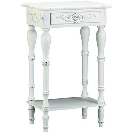 34353 Carved White Side Table, Multicolor$$Furniture