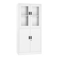 thumbnail image 2 of STANI Heavy Duty Metal Cabinet with Lock, Tall Office Storage Cabinet with Glass Door, Lockable White Steel Cabinet with 2 Adjustable Shelves for Home, Clinic, Pantry, Basement, 2 of 9