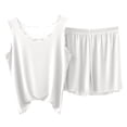 thumbnail image 5 of ylioge Short Pajama Sets for Women 2 Piece Lightweight Solid Color Sleeveless Tank Tops Wide Leg Shorts Breathable Sleepwear Homewear Pajamas Outfits, 5 of 5