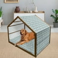 thumbnail image 2 of Victorian Pet House, Rococo Style Design Tiles Romantic Diamond Swirls, Outdoor & Indoor Portable Dog Kennel with Pillow and Cover, 5 Sizes, Pale Blue Ivory, by Ambesonne, 2 of 4