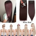 thumbnail image 3 of Benehair Clip in Hair Extensions Full Head Long Thick 8 Pieces Hair 18 Clips Curly Wavy Straight Hairpieces 100% Real Natural as Human Best Hair Set 23" Straight Wine Red, 3 of 10