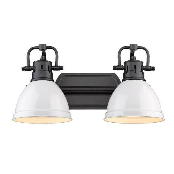 Yep by Golden Lighting Duncan 2-light Vanity in Matte Black and White shade