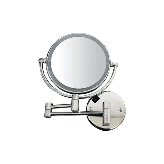 Whitehaus Collection  Round Wall Mount Dual Led 7X Magnified Mirror Chrome Finish