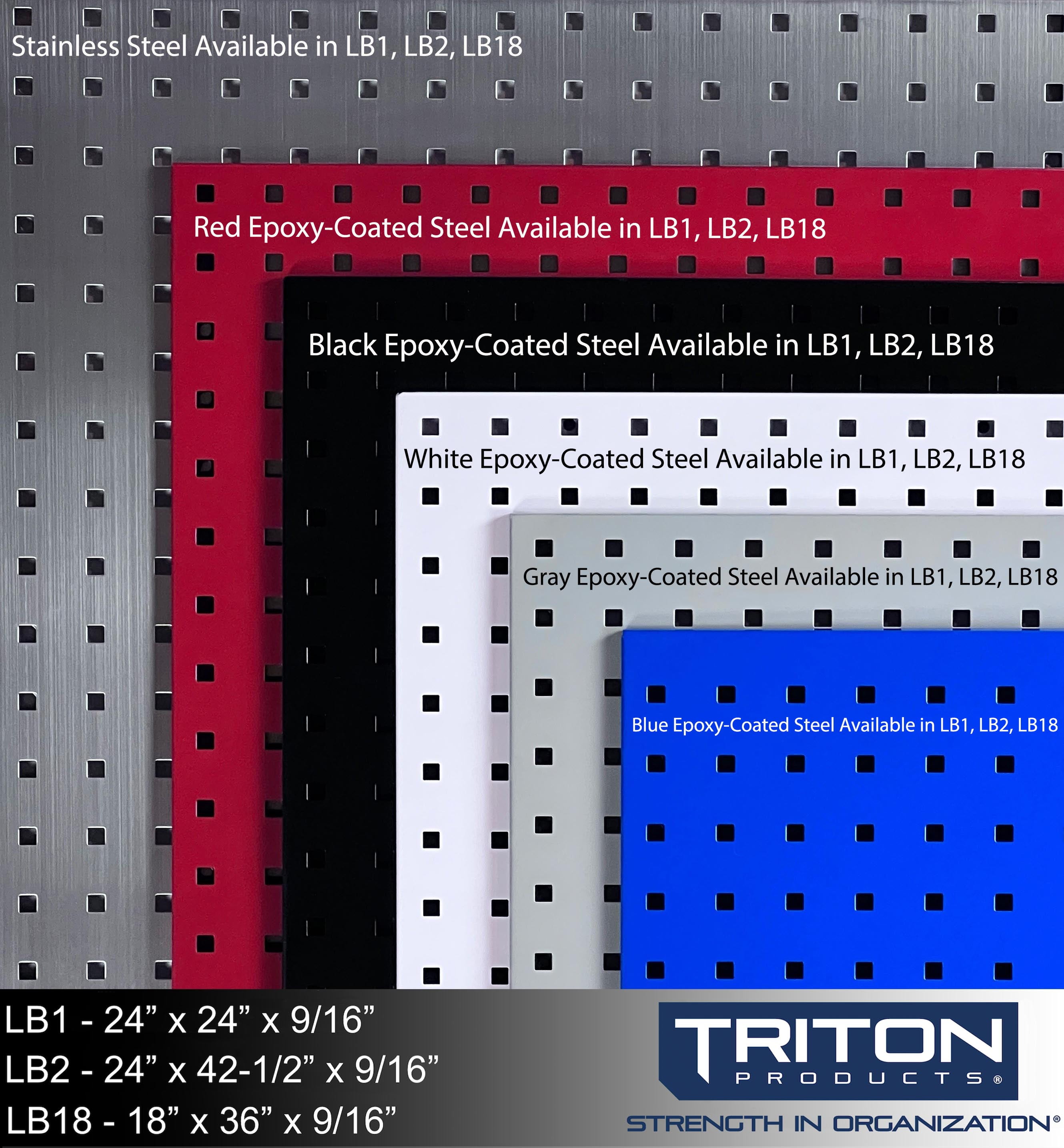 Triton Products® LOCBOARD LB18-SKit Pegboard,Square,36 in. H x 18 in. W,PR
