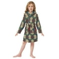 thumbnail image 6 of FORMRS Niños Bathrobe Unisex Hooded Robe Soft Plush Pajamas Sleepwear, Size 4-6T, Green Tartan Pattern, 6 of 7