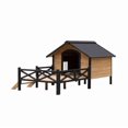 thumbnail image 2 of Outdoor Large Wooden Cabin House Style Wooden Dog Kennel with Porch, 2 of 9