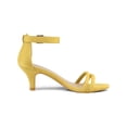 thumbnail image 3 of BLISSFUL STEP Women's Shoes Faux Suede Ankle Strap Kitten Heel Slide Straps Solid Sandals  Yellow 9, 3 of 8
