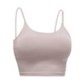 thumbnail image 5 of Gymayou Women Thin Strap Sports Bra Crop Cami Tank Tops Padded Support Scoop Neck Yoga Bralette Workout Vest for Gym Running Daily Light Brown L, 5 of 5