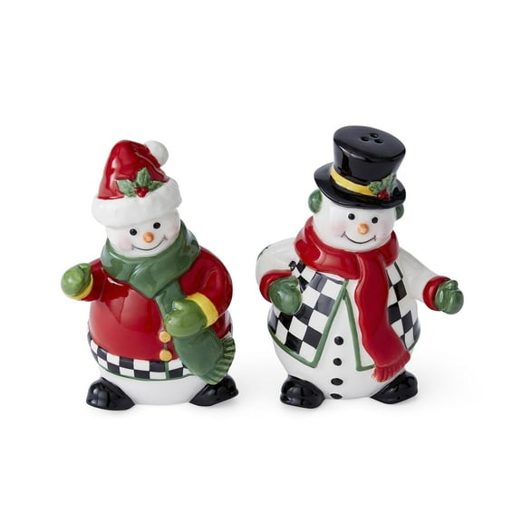 Christmas Tree - Black and White Figural Collection 2pc Figural Black and White Snowman Salt and Pepper Shaker