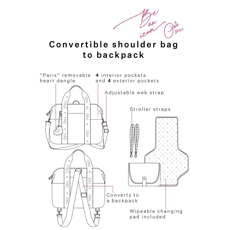 Paris Hilton Large Convertible Backpack Grey - Walmart.com display picture 3