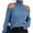 Blue, variant on Womens Cold Shoulder Turtleneck Sweaters Fall Long Sleeve Soft Cable Knit Pullovers Sexy Jumper Tops