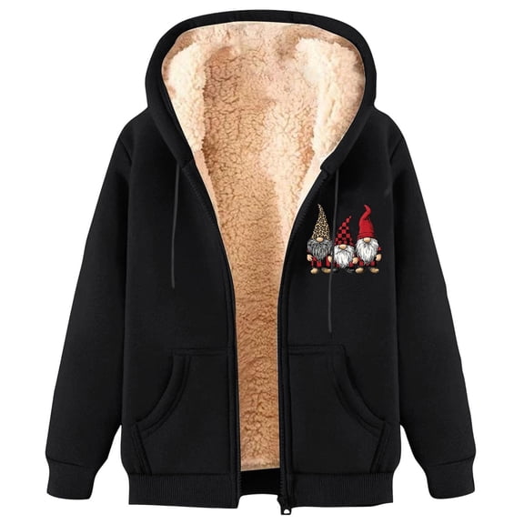 LEBONYARD Women's Trendy Plus Size Zipper Fuzzy Drawstring Hoodie Thicken Fleece Liner Comfy Solid Colored Long Sleeve Casual Loose Warm Jacket Coat