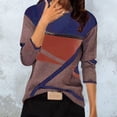 thumbnail image 2 of Pompotops Femmes Casual Imprimé Col Rond Patchwork Pull Manches Longues T-shirt Tops, 2 of 7
