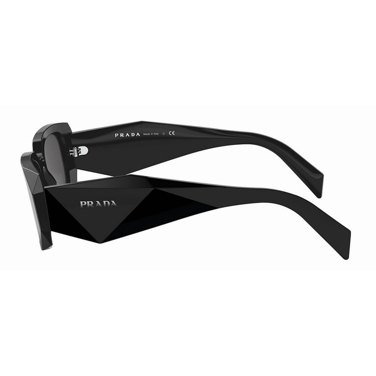 Prada Womens Rectangle Sunglasses Shades, Black Plastic