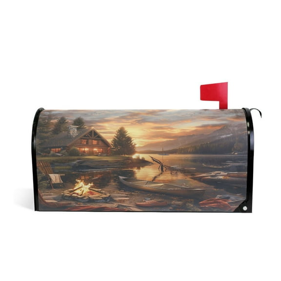 Mailbox Covers Magnetic Large Size Post Box Cover Wrap Outside Waterproof Home Yard Garden Decor Lake House Campfire Boat 25.5x21