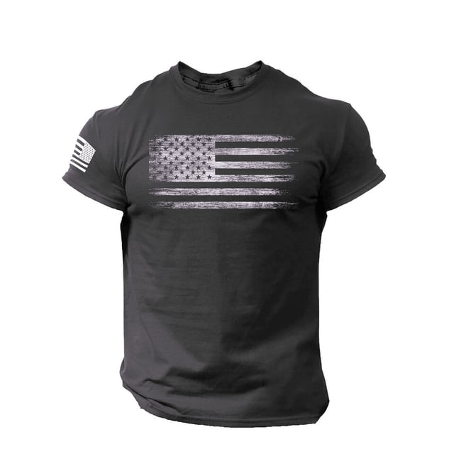 Kcodviy T-Shirt pour Homme Usé Drapeau Coupe Classique Chemises Habillées pour Hommes Col Rond Imprimé Chemises Courtes pour Hommes Blouse Décontractée Manches Blouse pour Homme