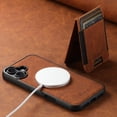 thumbnail image 5 of ELEHOLD for iPhone 16 Case, Compatible with Mag Safe Accessory, 2 in 1 Detachable Magnetic Card Holder Faux Lychee Pattern Leather Kickstand Wallet Case for iPhone 16,Khaki, 5 of 7