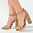 thumbnail image 3 of Cape Robbin Maria-2 Taupe Block High Heel Transparent Open Toe Fashion Pumps (VIBRANT ROSE GOLD, 8.5), 3 of 5