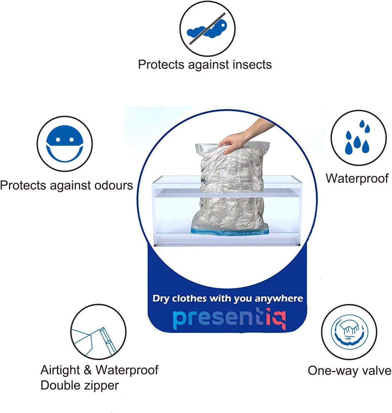 Premium Vacuum Storage Bags. 80% More Storage!Vacuum bags clothes for Travel! Double-Zip Seal and Triple Seal Turbo-Valve for Max Space Saving