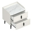 thumbnail image 6 of Set of 2 White PU Nightstands | Modern Marble-Pattern Tabletop with 2 Drawers | Bedside End Table for Bedroom &amp; Living Room | 19.88"W x 15.94"D x 20.16"H, 6 of 19