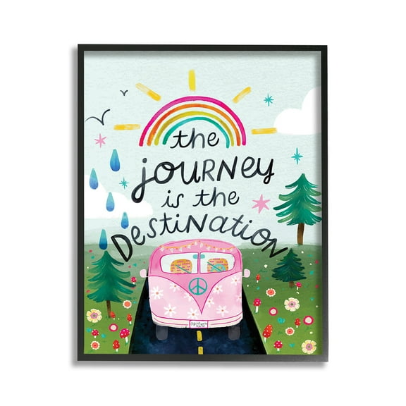 Stupell Industries Journey Is The Destination Landscape Painting Black Framed Art Print Wall Art, 11 x 14