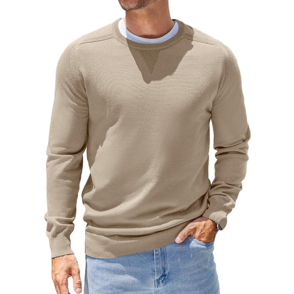 COOFANDY Mens Sweater Crewneck Pullover Long Sleeve Lightweight Sweater Plain Knit Silm Fit