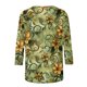 thumbnail image 4 of Tops de Manga Larga de Mujer 3/4 Manga Flores Impresas Cuello Redondo Blusa Casual Estiramiento Suave, 4 of 5