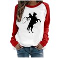 thumbnail image 1 of CEHVOM Mode Femmes Décontracté Imprimé Col Rond Manches Longues T-Shirt Ample Blouse Pull Tops Chandails en Molleton Sans Capuche Liquidation, 1 of 4