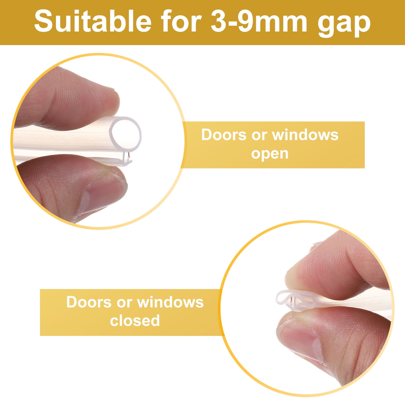 Window Weather Stripping Door Seal, 3/8" Wide Bulb Bubble Kerf Mount Silicone Rubber Weatherstrip Seal (10 m/33 ft, Clear)