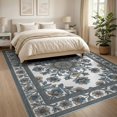 thumbnail image 3 of ODIKA 8'x10' Washable Area Rug Distressed Boho Ornate Vine Geometric Border Center Beige Vintage Refined for Living Room, Under Sectional, Family , Durable, Non-Slip, 3 of 7