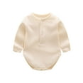 thumbnail image 2 of Kaemgyyd Long Sleeve Baby Bodysuits Unisex Infant Solid Color Ribbed One-Piece Undershirt Newborn Boy Girl Cotton Romper 0-18 Months, 2 of 4