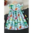 thumbnail image 5 of Yunliwuli Baby Girl Summer Dress Casual Fly Sleeve Round Neck Dinosaur Print Dress Toddler A-Line Dress, 5 of 10