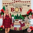 thumbnail image 4 of Lumberjack Buffalo Plaid Baby Shower Decorations for Boy Lumberjack Theme Customized Backdrop It’s a Boy Banner, Buffalo Plaid Tablecloth and Cake Topper for Lumberjack Baby Shower Decorations, 4 of 5
