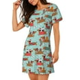 thumbnail image 2 of Lsque Dachshund Christmas Play Pattern Nightgowns for Women Sleep Shirts Short Sleeve Nightshirt Pullover Nightdress Soft Sleepwear Relaxed Fit Nightdress, 2 of 6