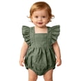 thumbnail image 7 of mgoYE Baby Girls Playsuits Ruffled Bodysuit 3 6 12 18 Month Fly Sleeve Romper Newborn Cotton Linen Jumpsuit Infant Summer Clothes(Green,6-9 Months), 7 of 7