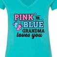 thumbnail image 4 of Inktastic Pink or Blue Grandma Loves You Women's V-Neck T-Shirt, 4 of 5