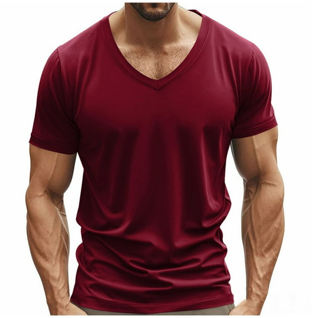 Camiseta de Manga Corta Moda Casual Suelta Ventilar Ejercicio V-Cuello Superior, Poliéster Verano