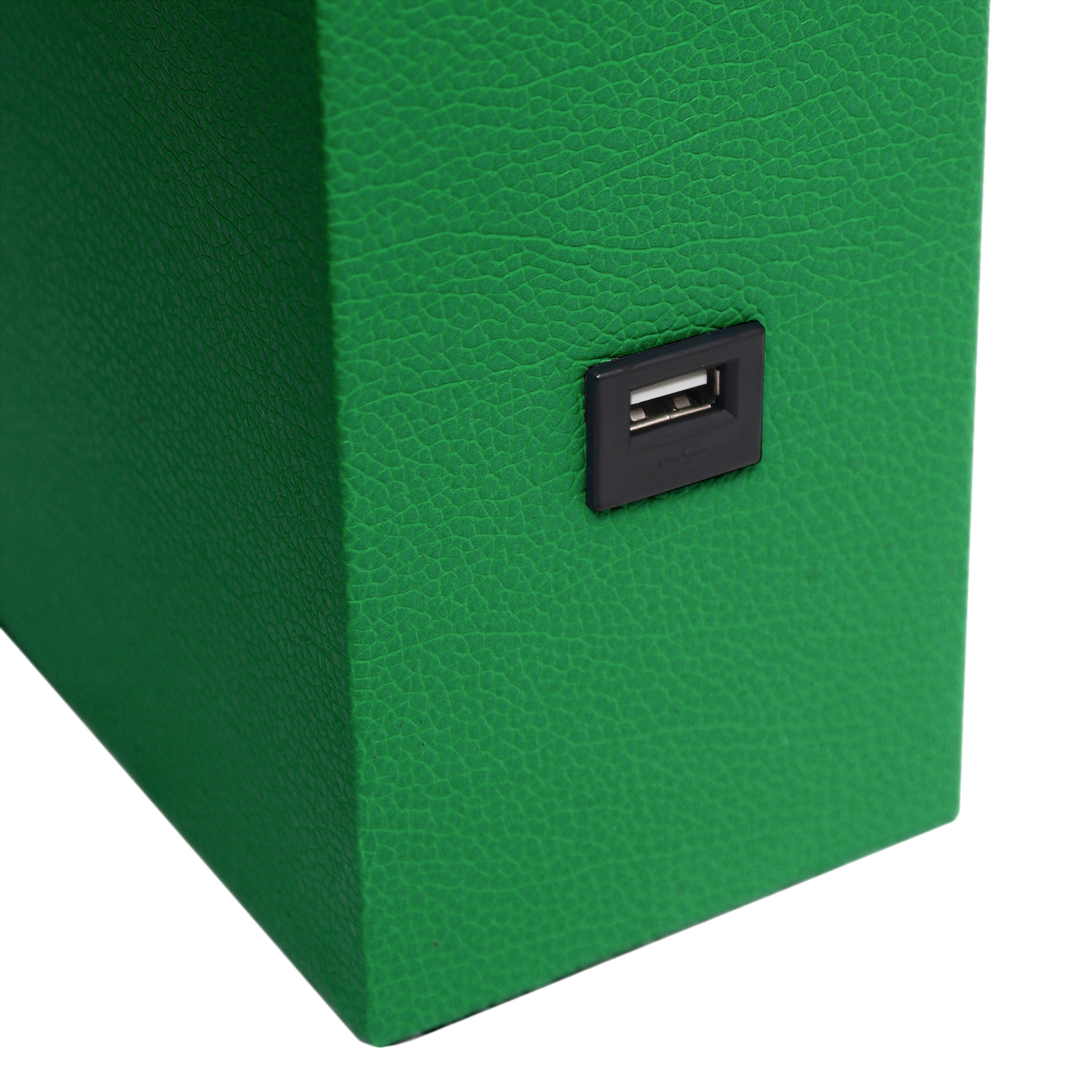 Lalia Home 21" Leather Modern Bedside Table Lamp with USB Port and LED Bulb, Green