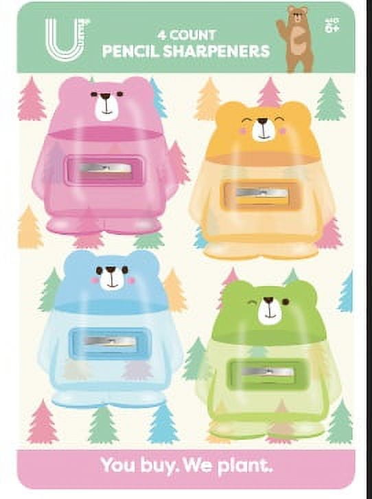 (2 pack) U Style Bear-Shaped Pencil Sharpeners, 4 Pack