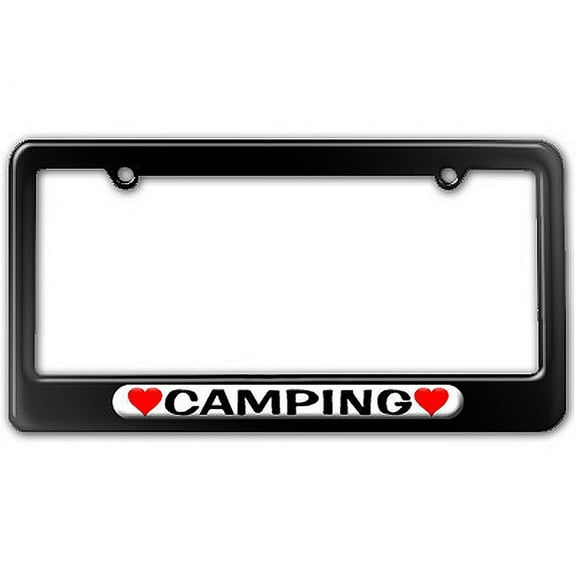 Camping Love with Hearts License Plate Frame
