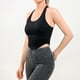 thumbnail image 4 of Dinheiro 2 Piezas Sujetador Deportivo para Mujer Almohadilla para el Pecho extraíble Tops Cortos de Entrenamiento para Yoga Gimnasio Fitness Top, Negro + Blanco, L,, 4 of 5