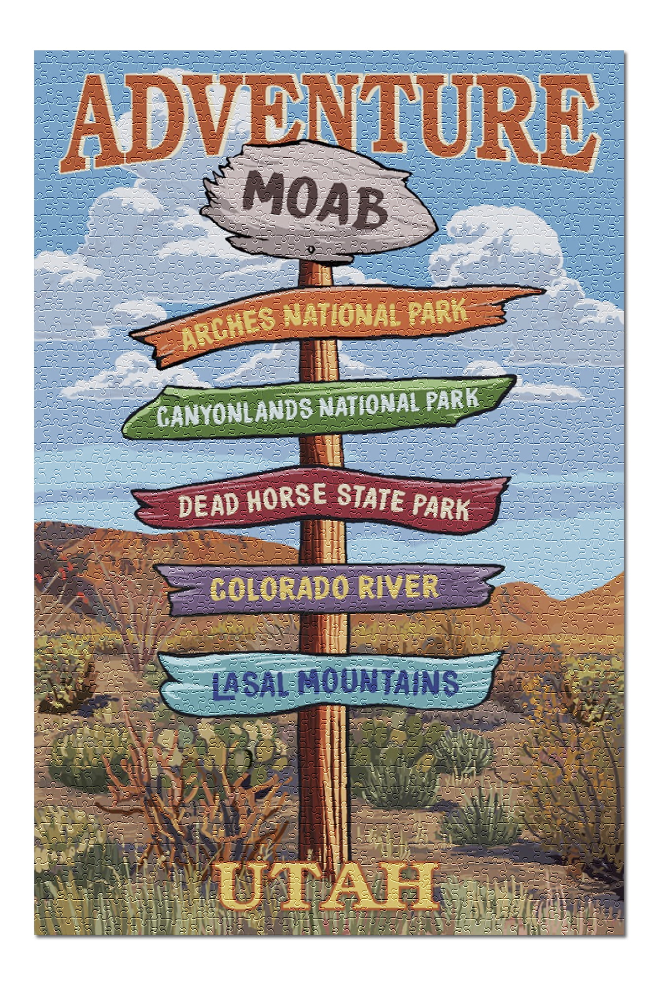 Moab, Utah Destination Signpost (20x30 Premium 1000 Piece Jigsaw Puzzle, Made in USA