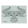 thumbnail image 1 of Zodiac Cutting Board, Astrological Pattern with Curved Flower Lace Style Motifs on Horns Image, Decorative Tempered Glass Cutting and Serving Board, Small Size, Black White, by Ambesonne, 1 of 1